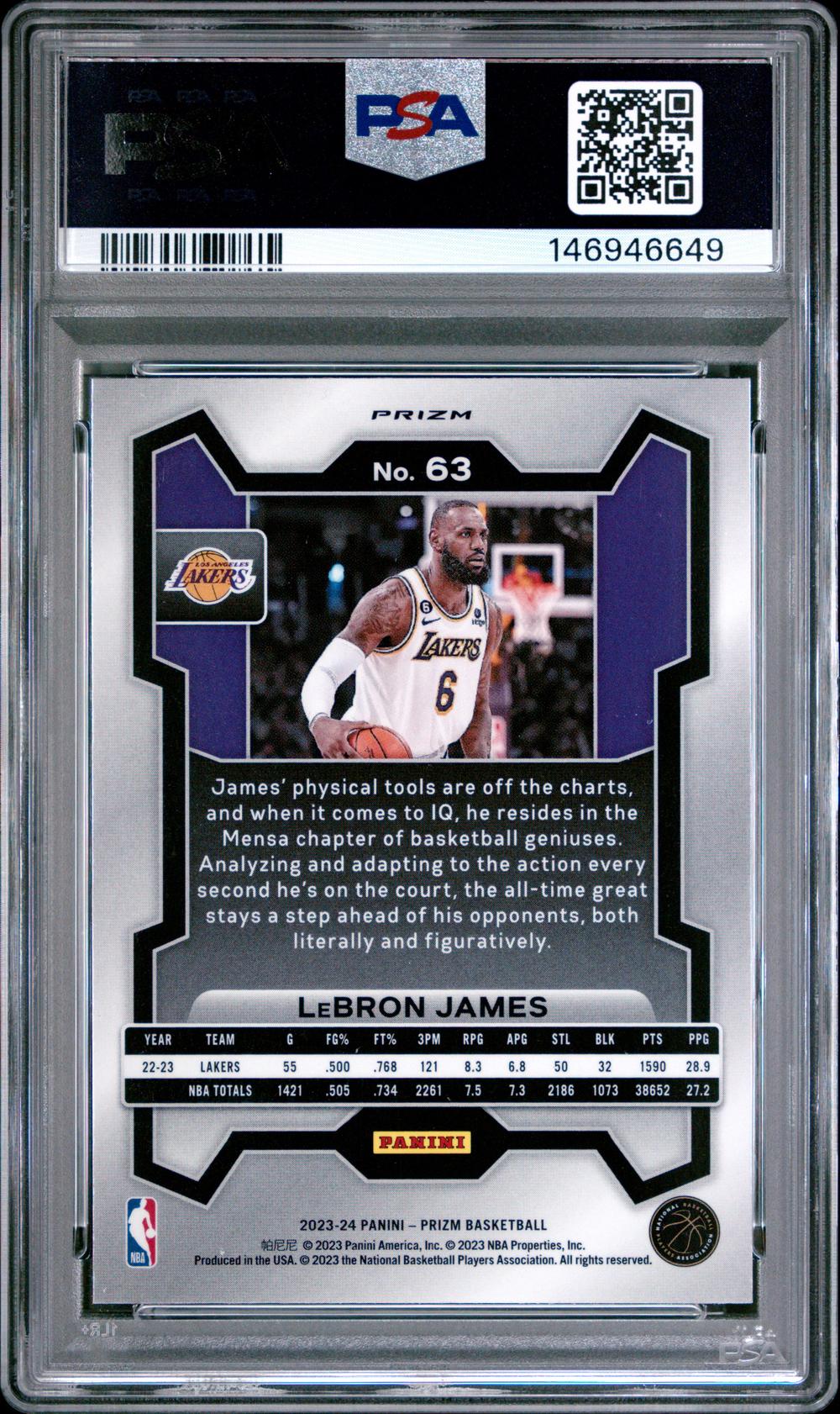 2023 LeBron James - Basketball Panini Prizm PSA 10 GEM MINT